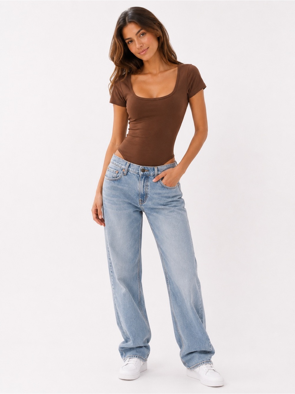 Brown Scoop Neck Bodysuit – Size Medium